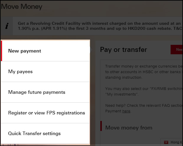 pay or transfer